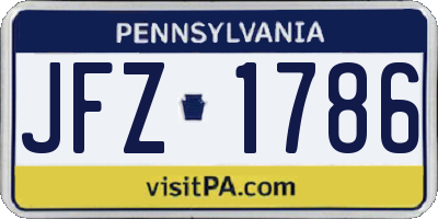 PA license plate JFZ1786