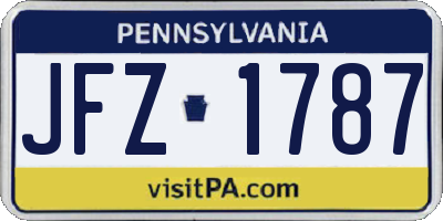 PA license plate JFZ1787