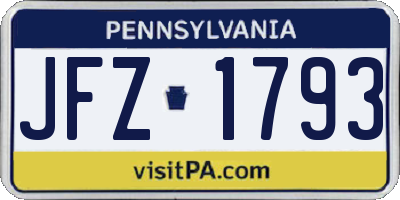 PA license plate JFZ1793