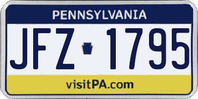 PA license plate JFZ1795