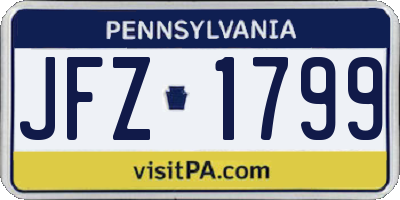 PA license plate JFZ1799