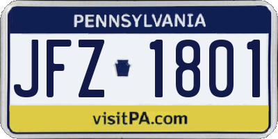 PA license plate JFZ1801