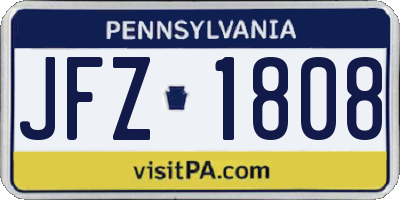 PA license plate JFZ1808