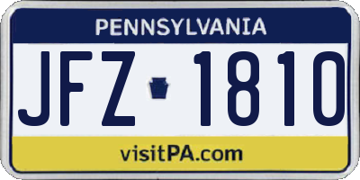 PA license plate JFZ1810