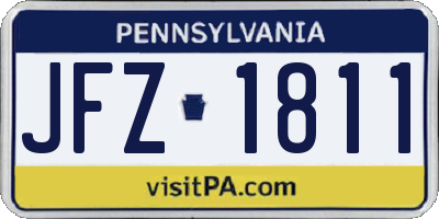 PA license plate JFZ1811