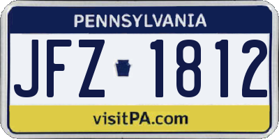 PA license plate JFZ1812
