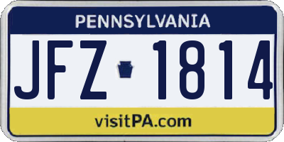 PA license plate JFZ1814