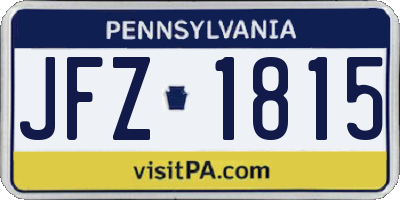 PA license plate JFZ1815