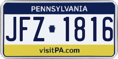 PA license plate JFZ1816