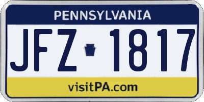 PA license plate JFZ1817