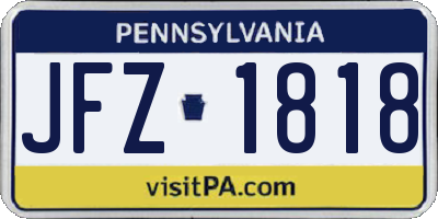 PA license plate JFZ1818
