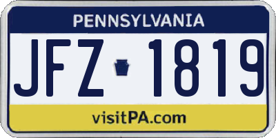 PA license plate JFZ1819