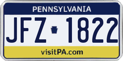 PA license plate JFZ1822