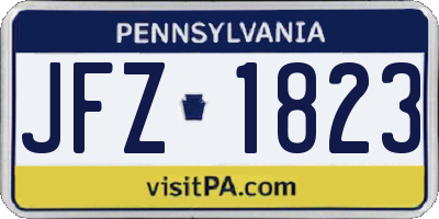 PA license plate JFZ1823