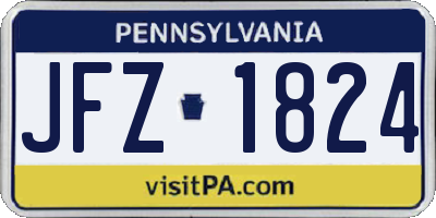 PA license plate JFZ1824