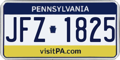 PA license plate JFZ1825