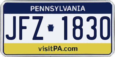 PA license plate JFZ1830