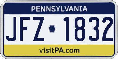 PA license plate JFZ1832