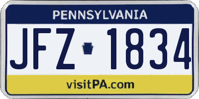 PA license plate JFZ1834
