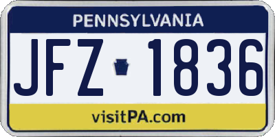PA license plate JFZ1836