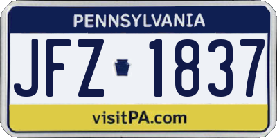 PA license plate JFZ1837
