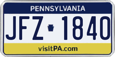PA license plate JFZ1840
