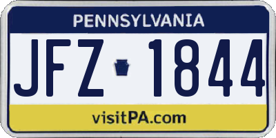 PA license plate JFZ1844