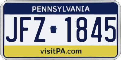 PA license plate JFZ1845