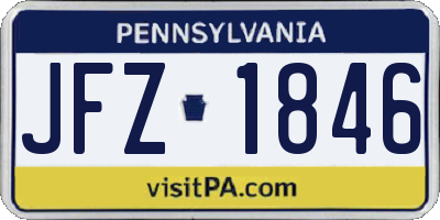 PA license plate JFZ1846