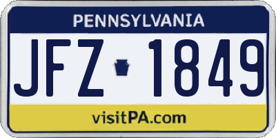PA license plate JFZ1849