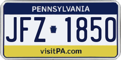 PA license plate JFZ1850