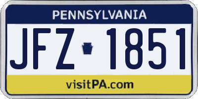 PA license plate JFZ1851