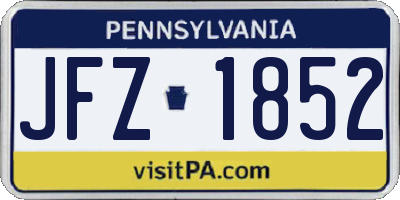 PA license plate JFZ1852