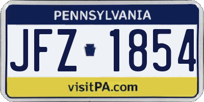 PA license plate JFZ1854