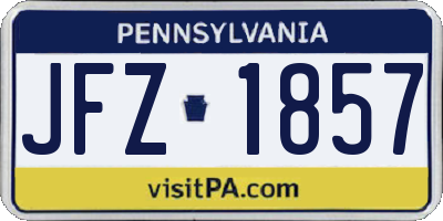 PA license plate JFZ1857