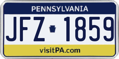 PA license plate JFZ1859