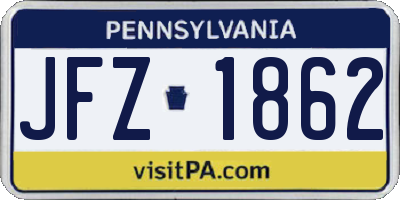 PA license plate JFZ1862