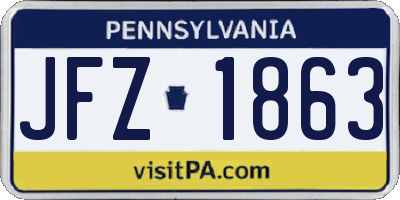 PA license plate JFZ1863