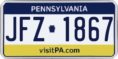 PA license plate JFZ1867