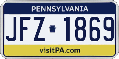 PA license plate JFZ1869