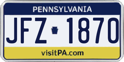 PA license plate JFZ1870
