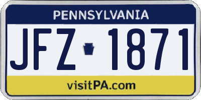 PA license plate JFZ1871