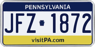 PA license plate JFZ1872