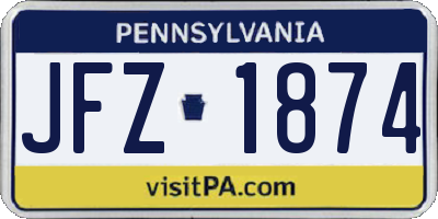 PA license plate JFZ1874
