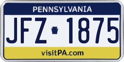 PA license plate JFZ1875
