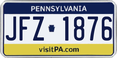 PA license plate JFZ1876