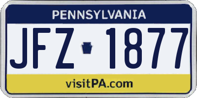 PA license plate JFZ1877
