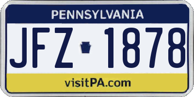 PA license plate JFZ1878