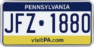 PA license plate JFZ1880