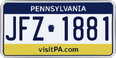 PA license plate JFZ1881